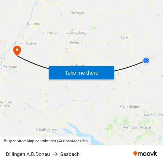 Dillingen A.D.Donau to Sasbach map