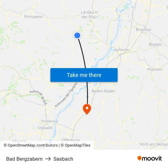Bad Bergzabern to Sasbach map