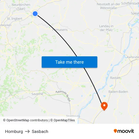 Homburg to Sasbach map