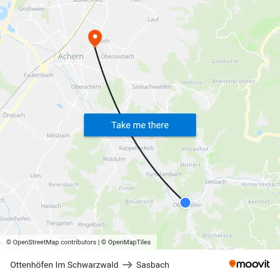 Ottenhöfen Im Schwarzwald to Sasbach map