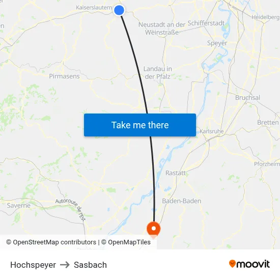 Hochspeyer to Sasbach map
