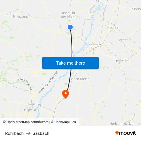 Rohrbach to Sasbach map