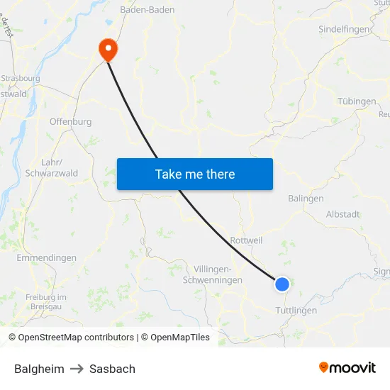 Balgheim to Sasbach map