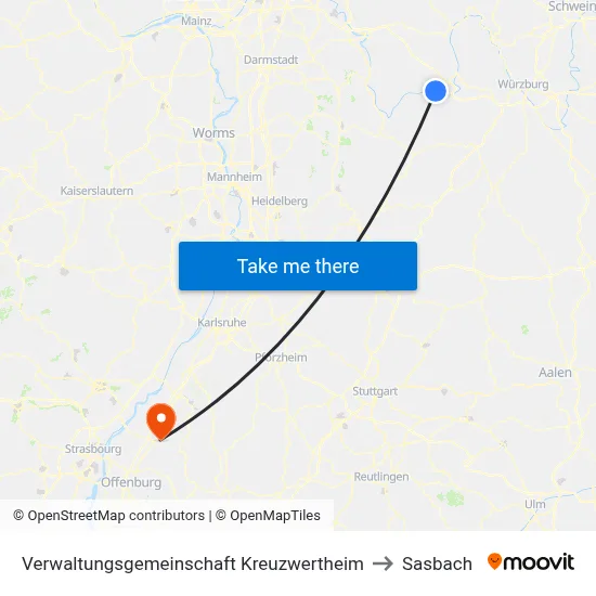 Verwaltungsgemeinschaft Kreuzwertheim to Sasbach map