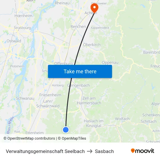 Verwaltungsgemeinschaft Seelbach to Sasbach map