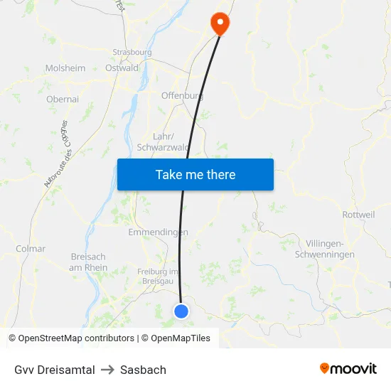 Gvv Dreisamtal to Sasbach map