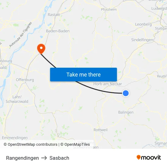 Rangendingen to Sasbach map