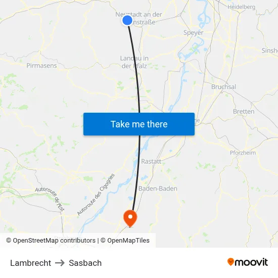 Lambrecht to Sasbach map