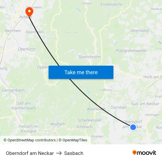 Oberndorf am Neckar to Sasbach map
