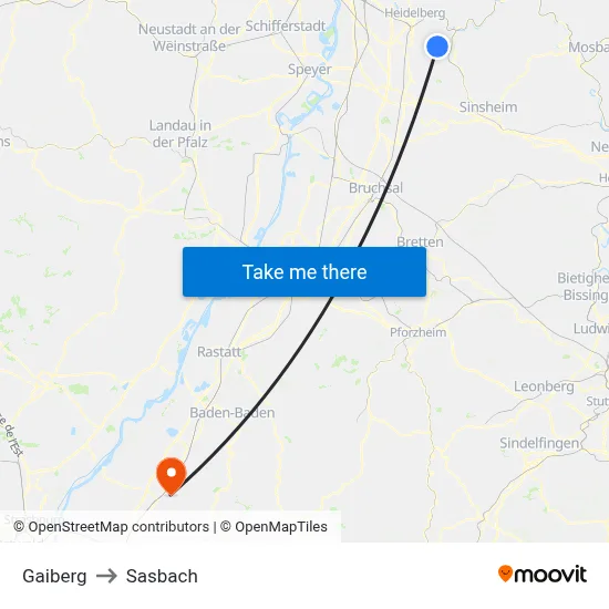 Gaiberg to Sasbach map