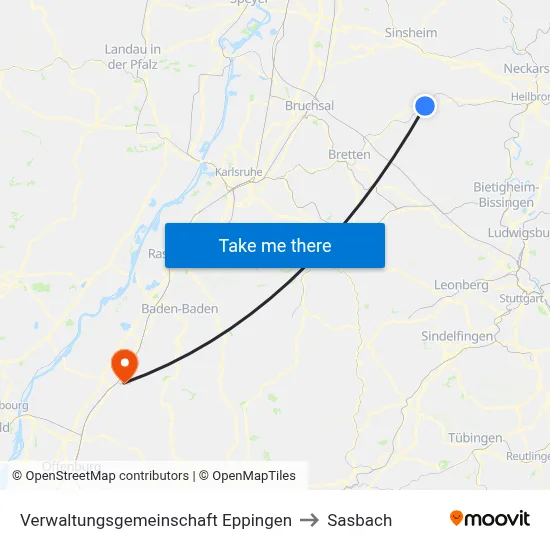 Verwaltungsgemeinschaft Eppingen to Sasbach map
