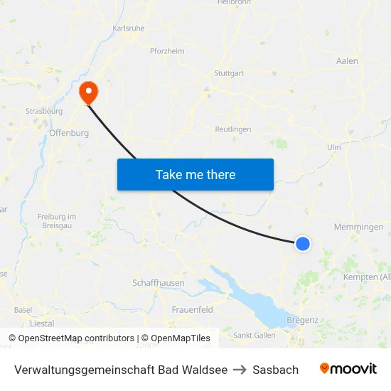 Verwaltungsgemeinschaft Bad Waldsee to Sasbach map