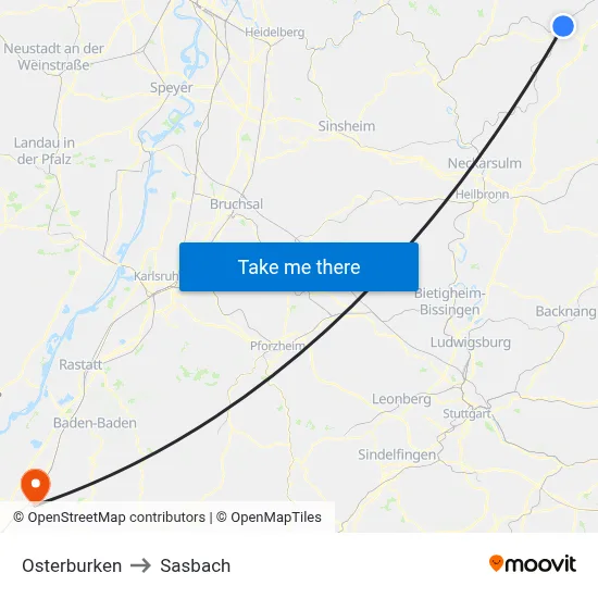 Osterburken to Sasbach map