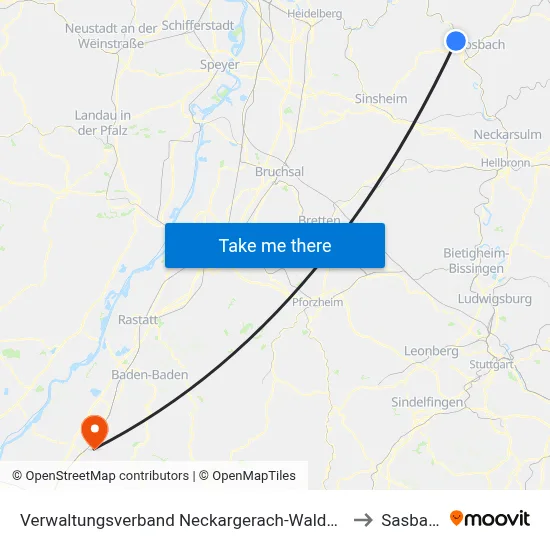Verwaltungsverband Neckargerach-Waldbrunn to Sasbach map