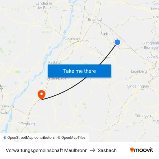 Verwaltungsgemeinschaft Maulbronn to Sasbach map