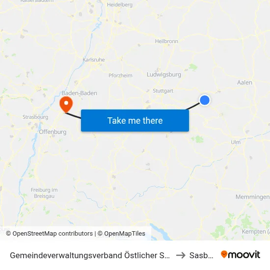 Gemeindeverwaltungsverband Östlicher Schurwald to Sasbach map