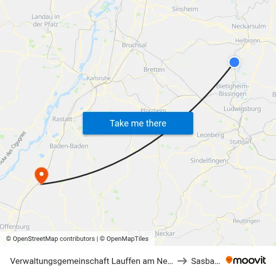 Verwaltungsgemeinschaft Lauffen am Neckar to Sasbach map