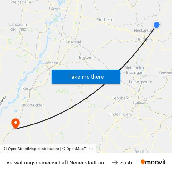 Verwaltungsgemeinschaft Neuenstadt am Kocher to Sasbach map