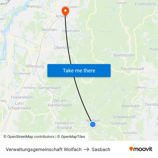 Verwaltungsgemeinschaft Wolfach to Sasbach map