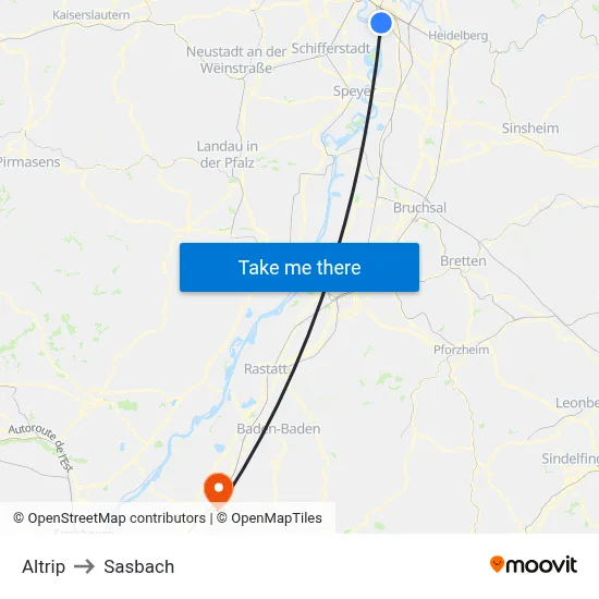 Altrip to Sasbach map