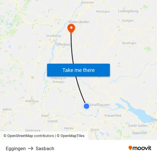 Eggingen to Sasbach map