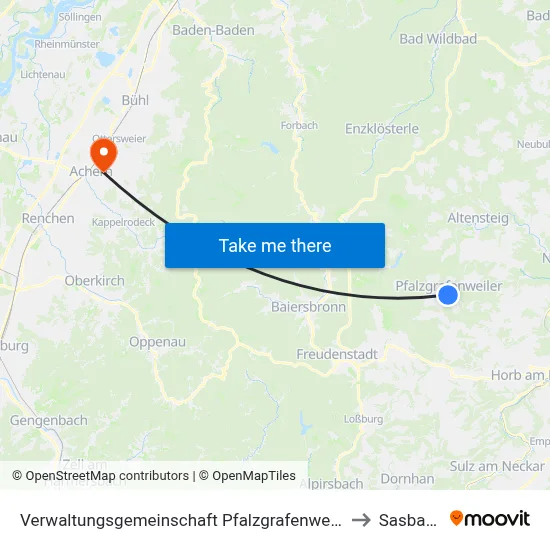 Verwaltungsgemeinschaft Pfalzgrafenweiler to Sasbach map