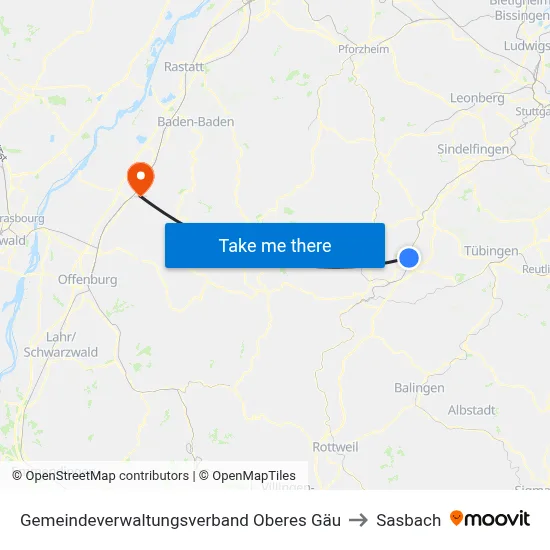 Gemeindeverwaltungsverband Oberes Gäu to Sasbach map