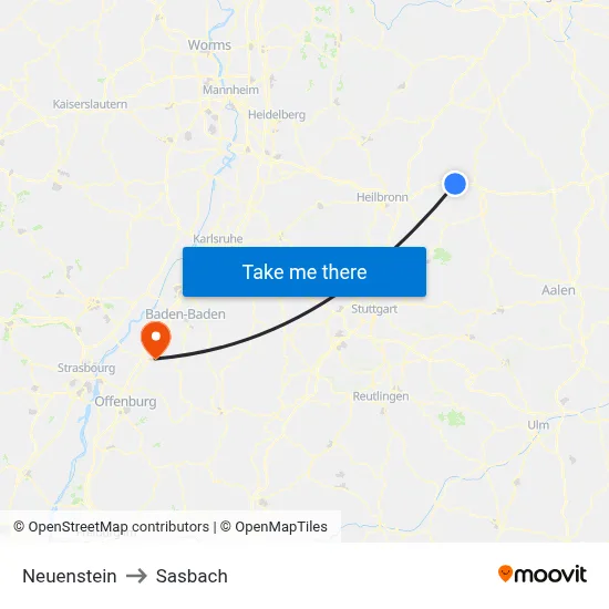Neuenstein to Sasbach map