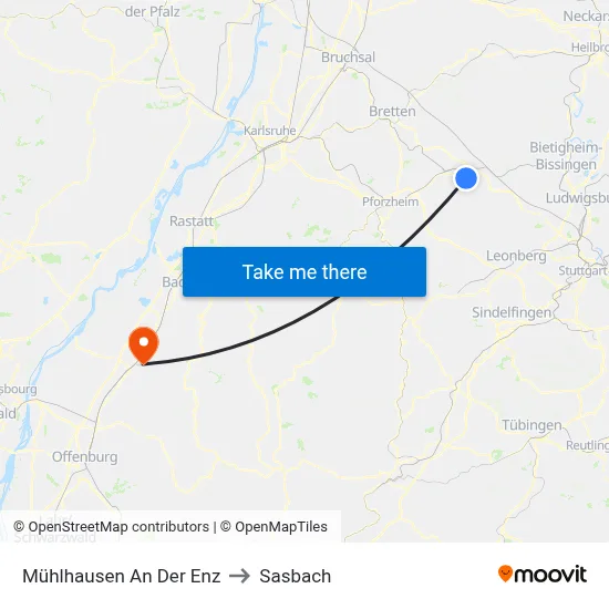 Mühlhausen An Der Enz to Sasbach map