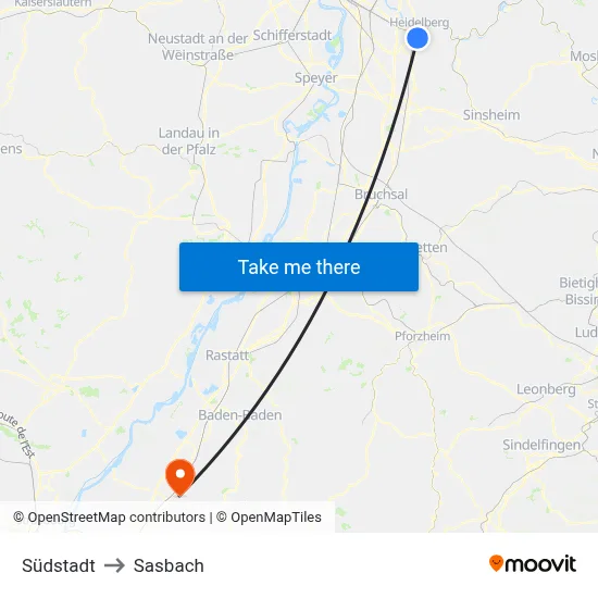 Südstadt to Sasbach map