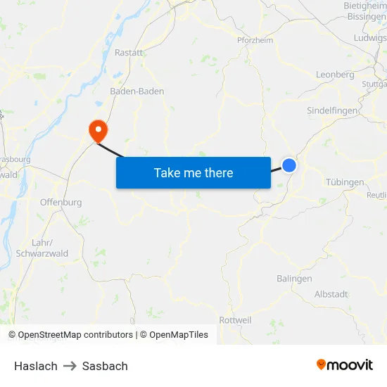 Haslach to Sasbach map