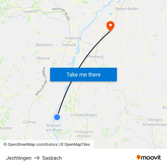 Jechtingen to Sasbach map