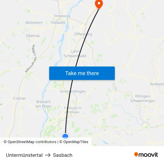 Untermünstertal to Sasbach map