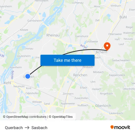Querbach to Sasbach map