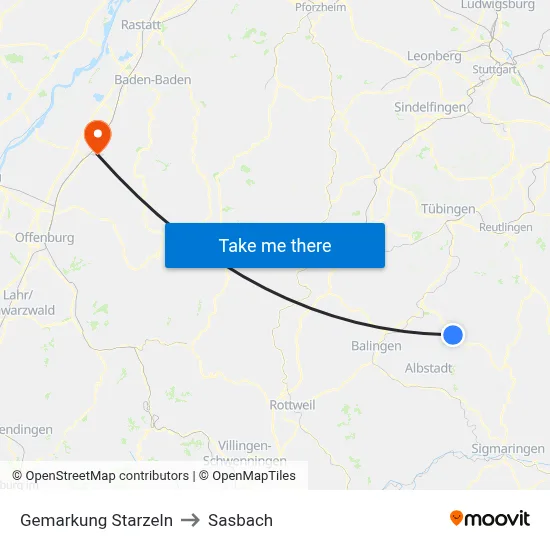 Gemarkung Starzeln to Sasbach map