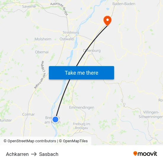 Achkarren to Sasbach map