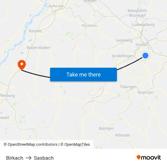 Birkach to Sasbach map