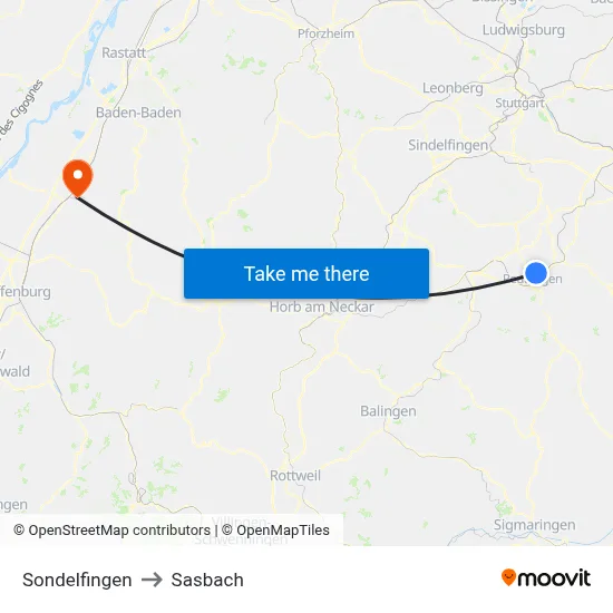 Sondelfingen to Sasbach map