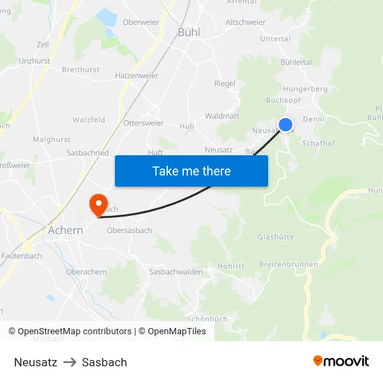 Neusatz to Sasbach map