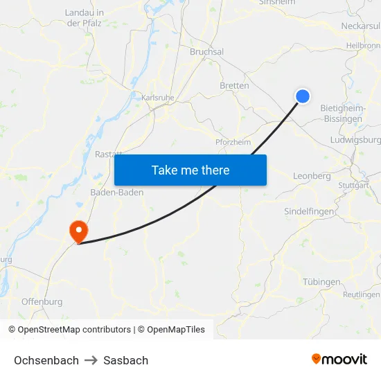 Ochsenbach to Sasbach map