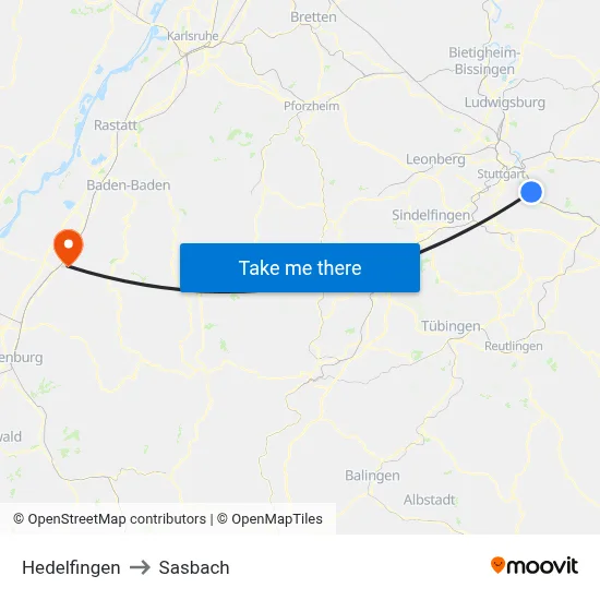 Hedelfingen to Sasbach map