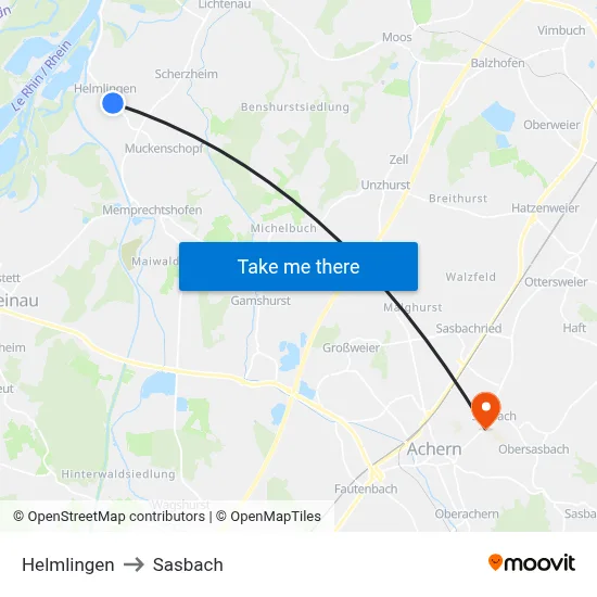 Helmlingen to Sasbach map