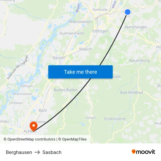 Berghausen to Sasbach map
