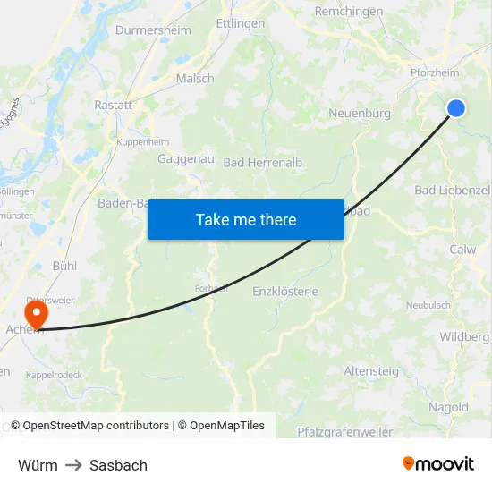 Würm to Sasbach map
