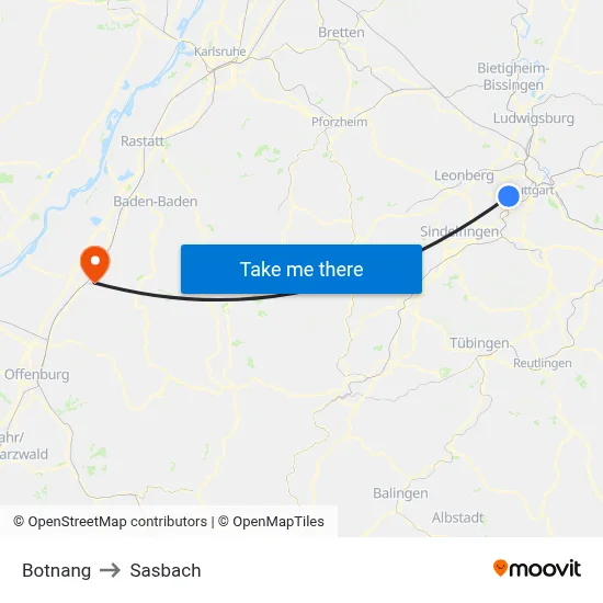 Botnang to Sasbach map