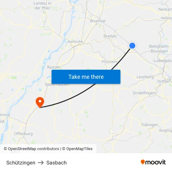 Schützingen to Sasbach map