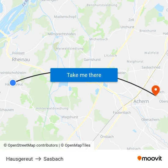 Hausgereut to Sasbach map