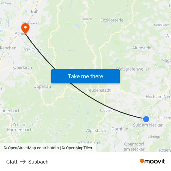 Glatt to Sasbach map