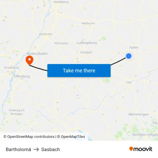 Bartholomä to Sasbach map