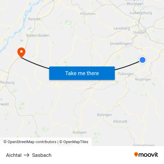 Aichtal to Sasbach map